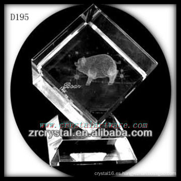 K9 Laser 3D cerdo dentro de cubo de cristal